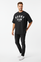 Black Rugby Club tee - three-quarter view