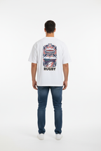Full body back view - TEN Rugby French heritage tee