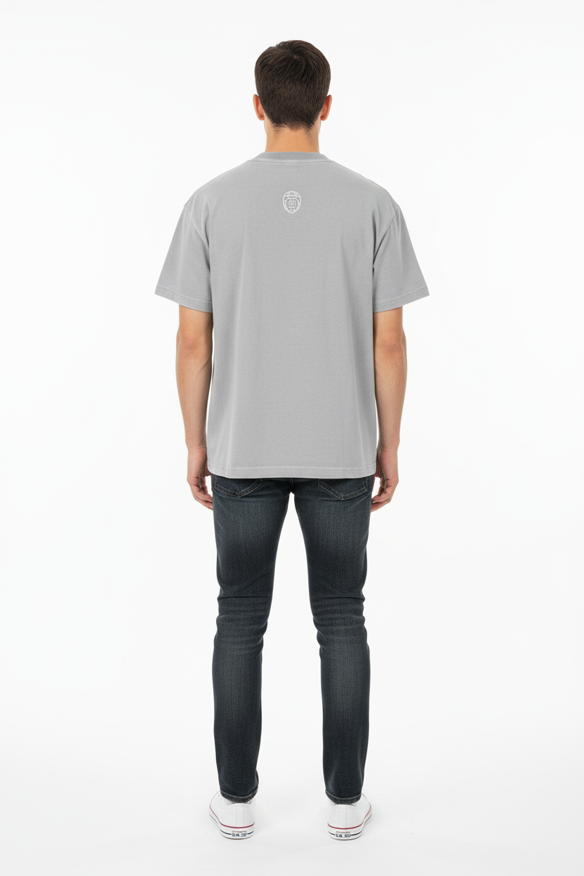 Grey Tee - Back View Full Body