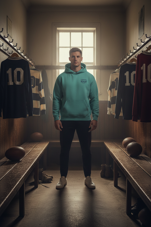 Male model in rugby club no drawstring