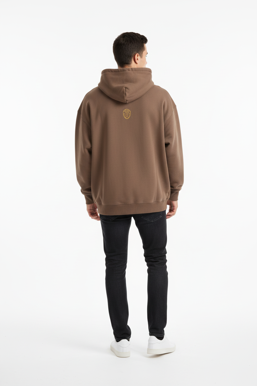 Rugby Club Hoodie Brown – Male Lifestyle Back