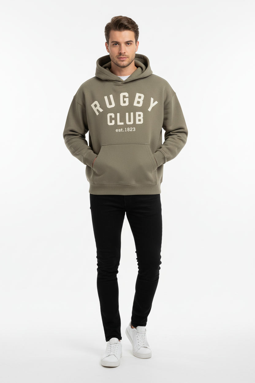 Rugby Club Hoodie Khaki – Male Lifestyle Front