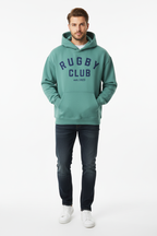 Rugby Club Hoodie Teal – Male Lifestyle Front