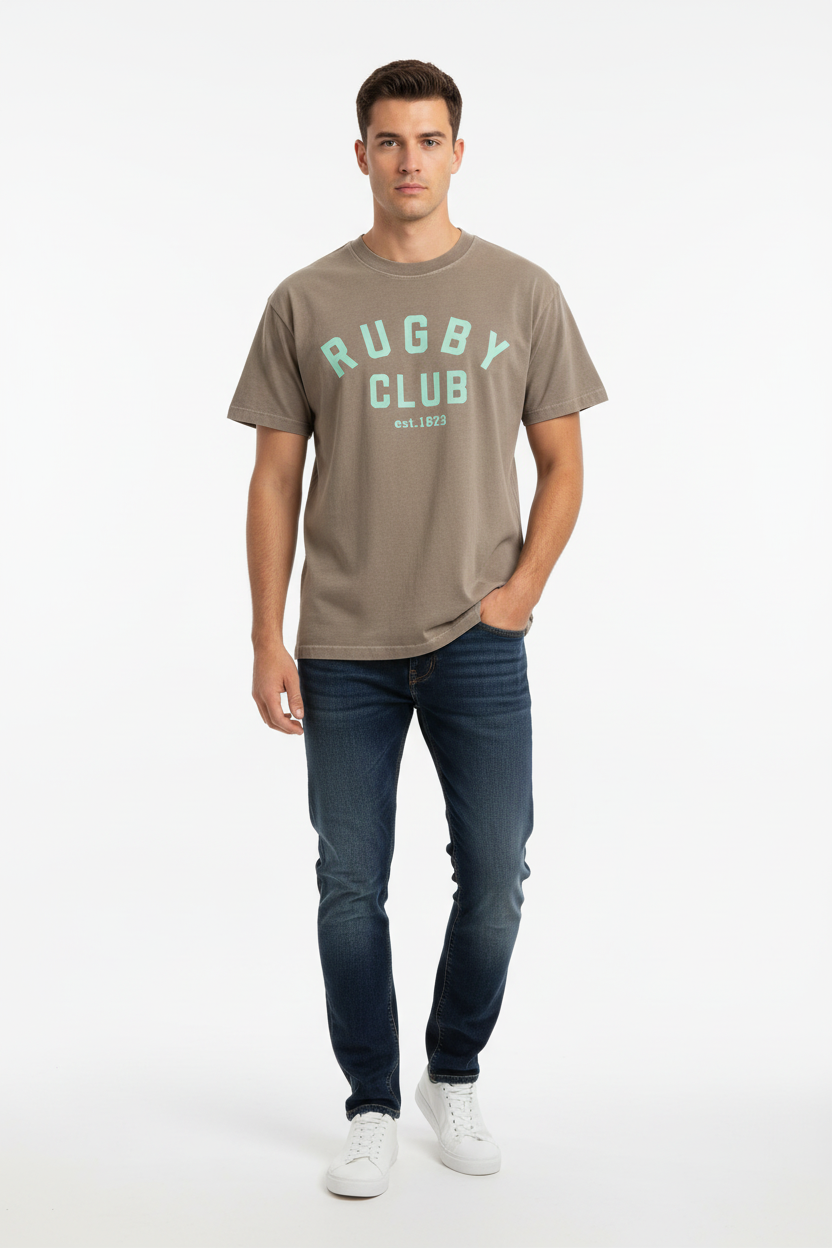 Taupe Vintage Wash Tee - Front Full Body