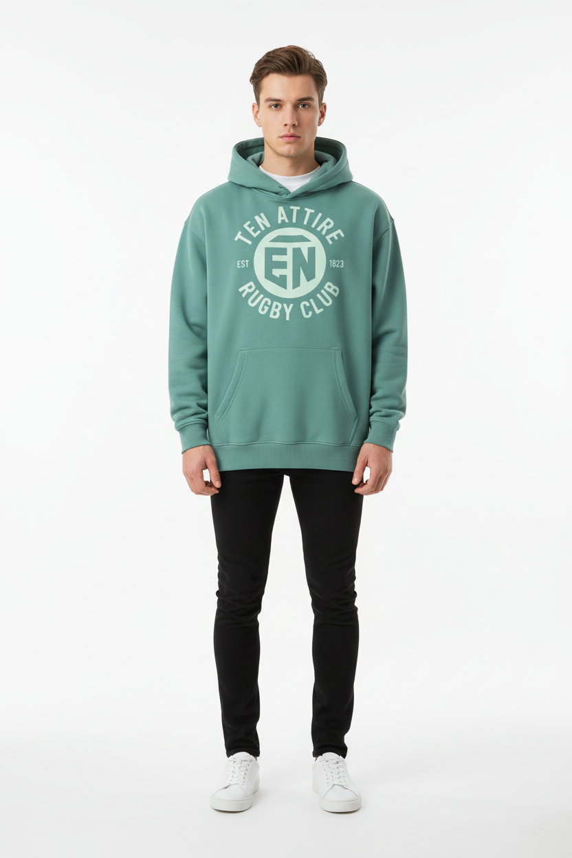 Teal Hoodie - Male Model