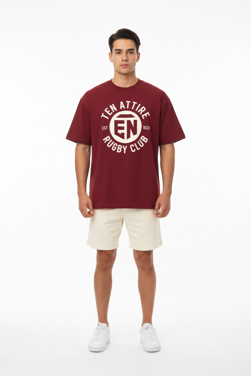 Ten Attire Burgundy Cotton - White Background