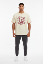 Ten Attire Cream Cotton Tee - White Background