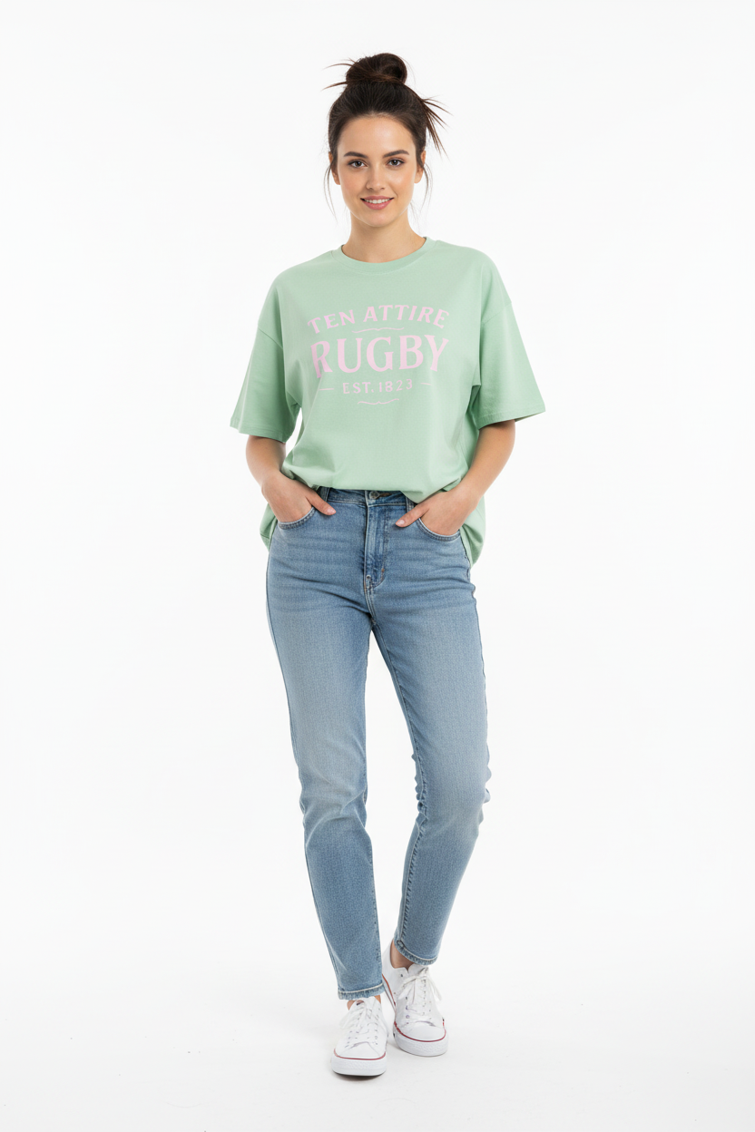 Ten Attire Rugby Est. 1823 Mint Green Tee Lifestyle