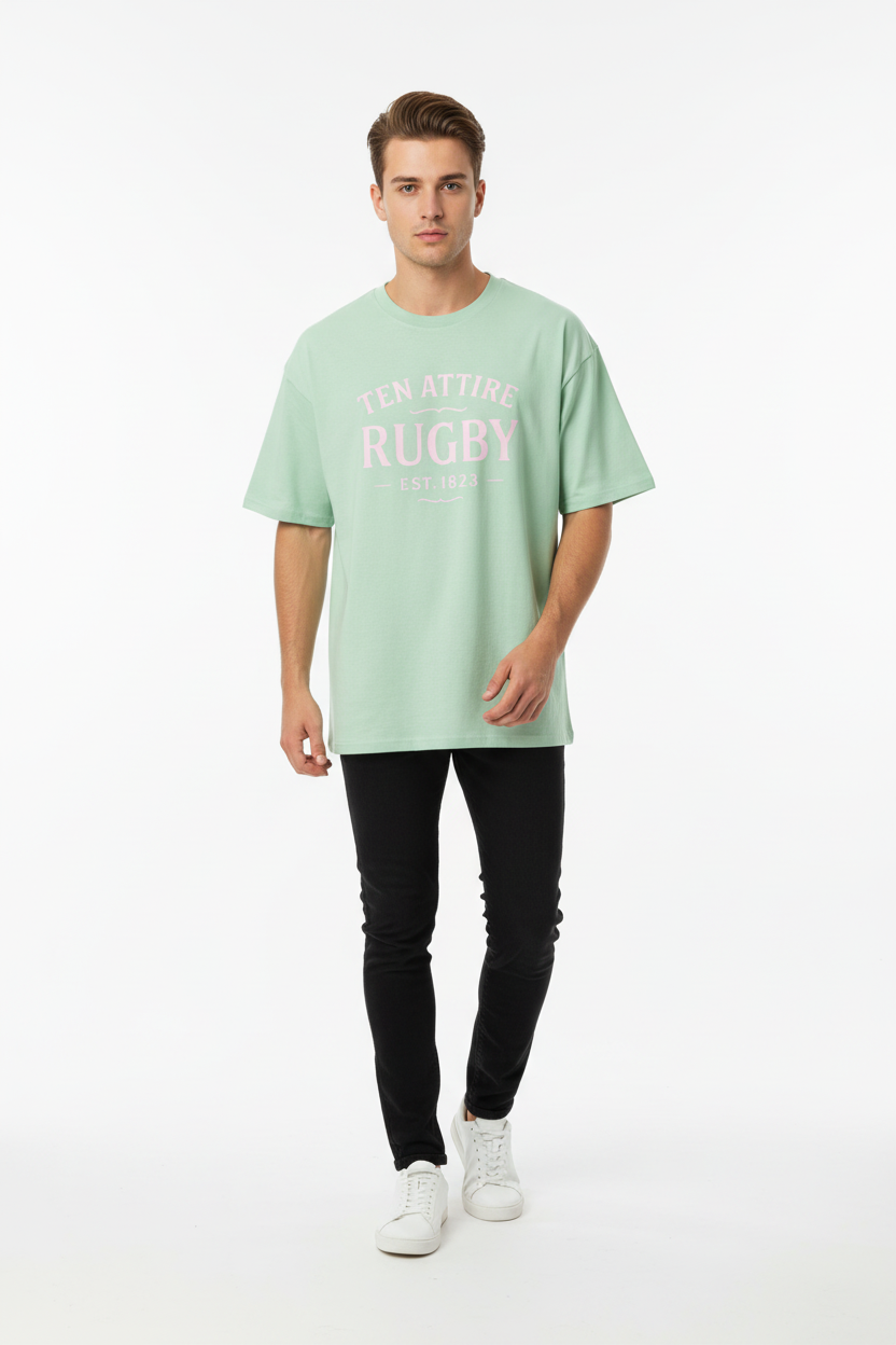 Ten Attire Rugby Est. 1823 Mint Green Tee – Male Lifestyle